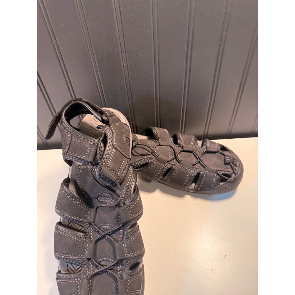 Khombu Travis Mens Black Closed Toe Fisherman Sandals Bungee Lace Size 12M